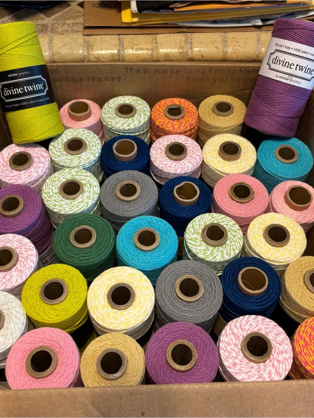 Multi-Color Cotton Twine Spools - box 3 - 6.00 ea